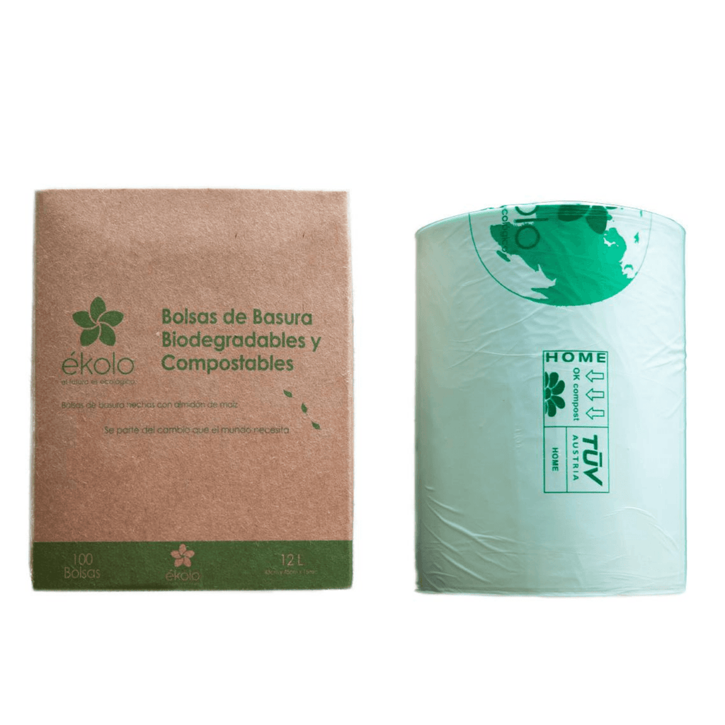✓(PACK X 100) BOLSAS DE BASURA BIODEGRADABLES Y COMPOSTABLES 12 L
