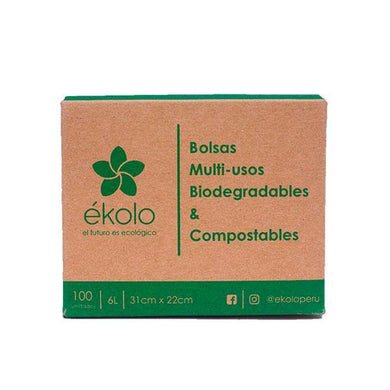 (PACK X 100) BOLSITAS MULTIUSOS BIODEGRADABLES Y COMPOSTABLES 6L by Ékolo - HAF Perú