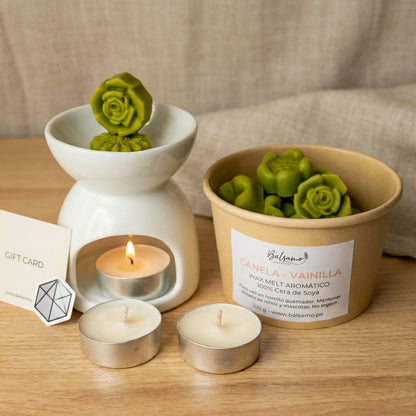 Pack Aromático Wax Melts + Horno Quemador + Tealight by Bálsamo - HAF Perú