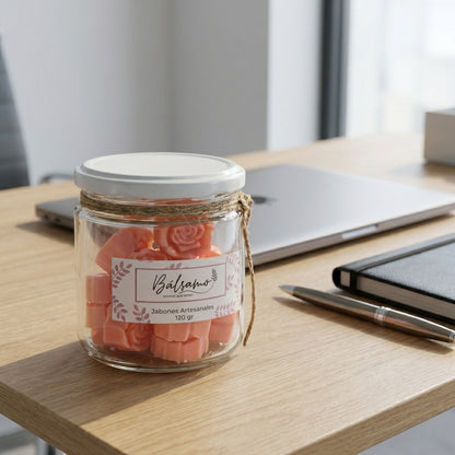 Mini Jabones en Frasco de Vidrio (15 mini jabones) by Bálsamo