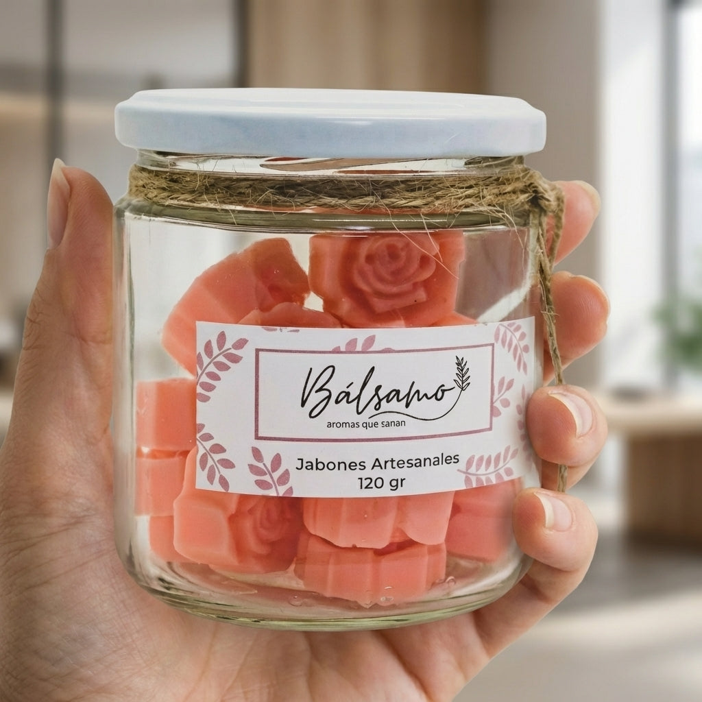Mini Jabones en Frasco de Vidrio (15 mini jabones) by Bálsamo