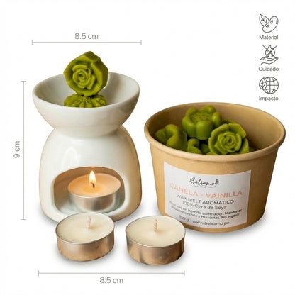 Pack Aromático Wax Melts + Horno Quemador + Tealight by Bálsamo - HAF Perú