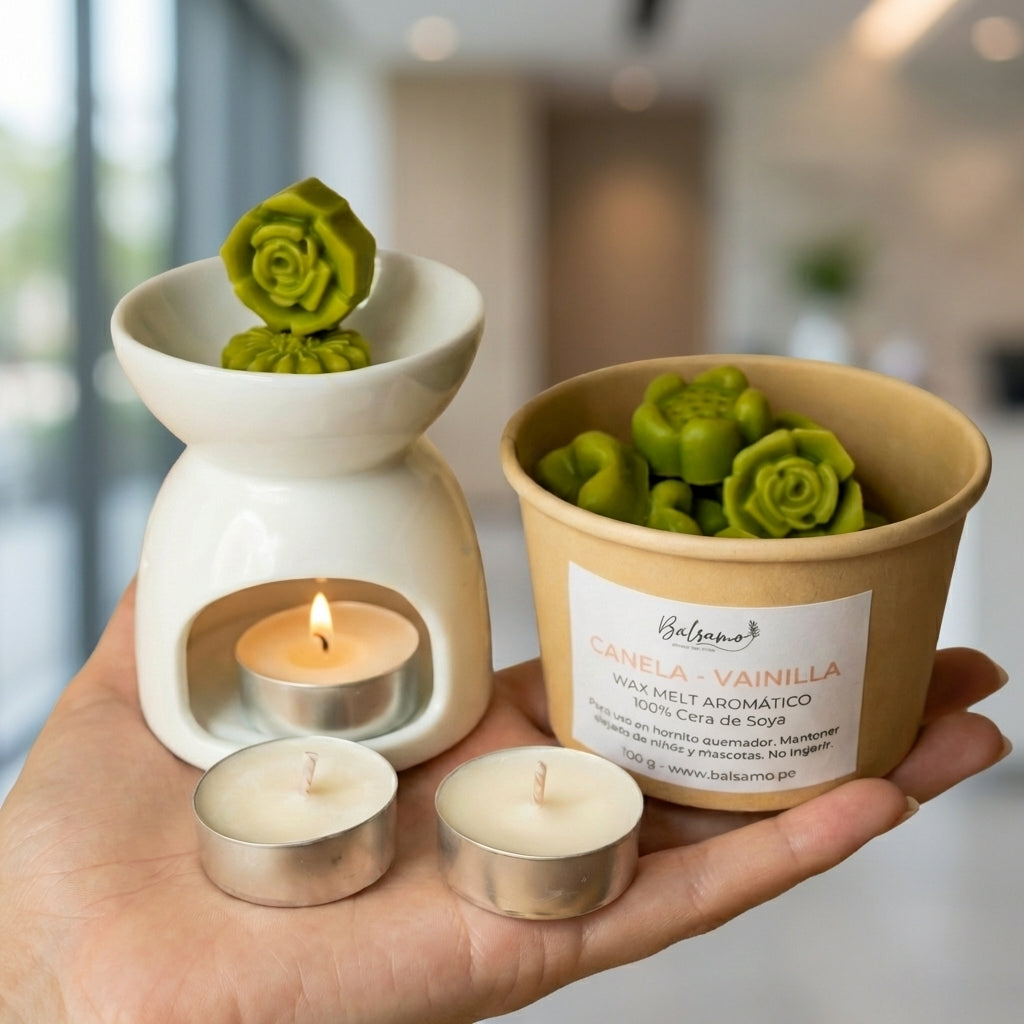 Pack Aromático Wax Melts + Horno Quemador + Tealight by Bálsamo - HAF Perú