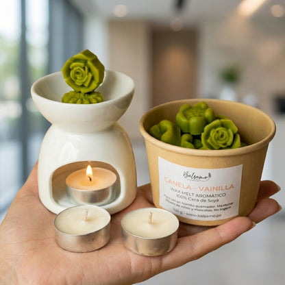 Pack Aromático Wax Melts + Horno Quemador + Tealight by Bálsamo - HAF Perú