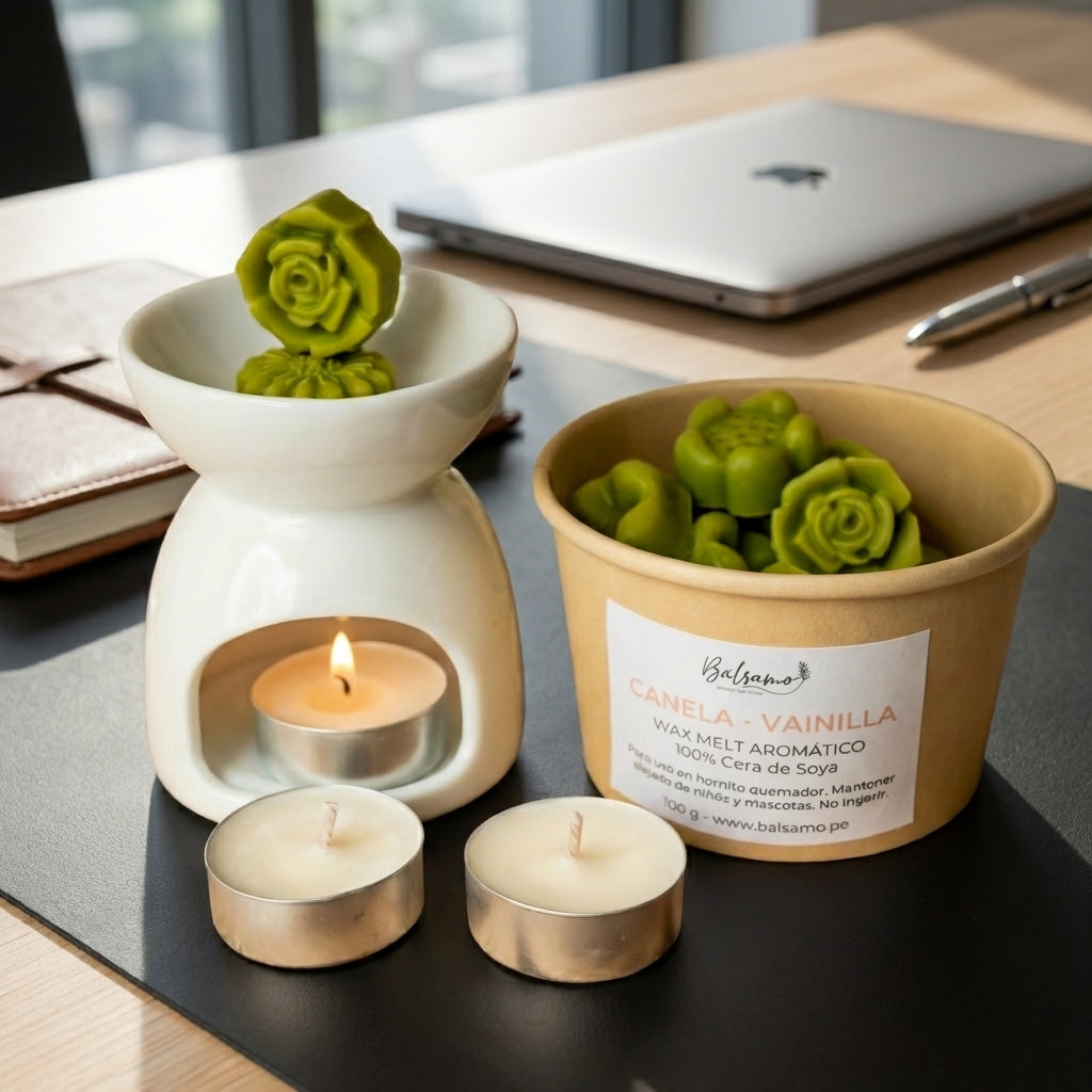 Pack Aromático Wax Melts + Horno Quemador + Tealight by Bálsamo - HAF Perú