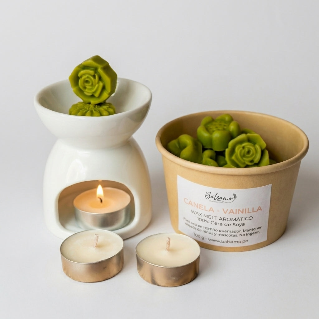 Pack Aromático Wax Melts + Horno Quemador + Tealight by Bálsamo - HAF Perú
