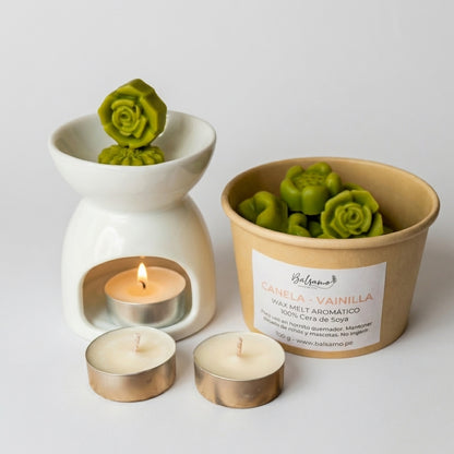 Pack Aromático Wax Melts + Horno Quemador + Tealight by Bálsamo - HAF Perú