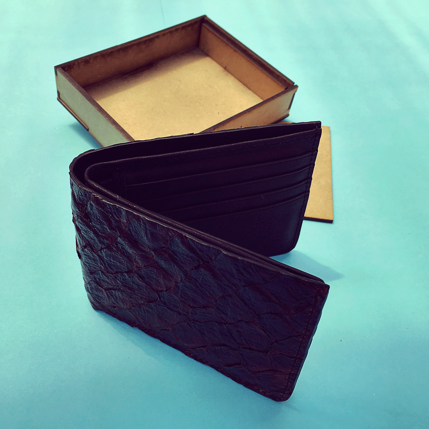 Billetera Paiche (Marrón int. Negro) by QAYA - HAF Perú