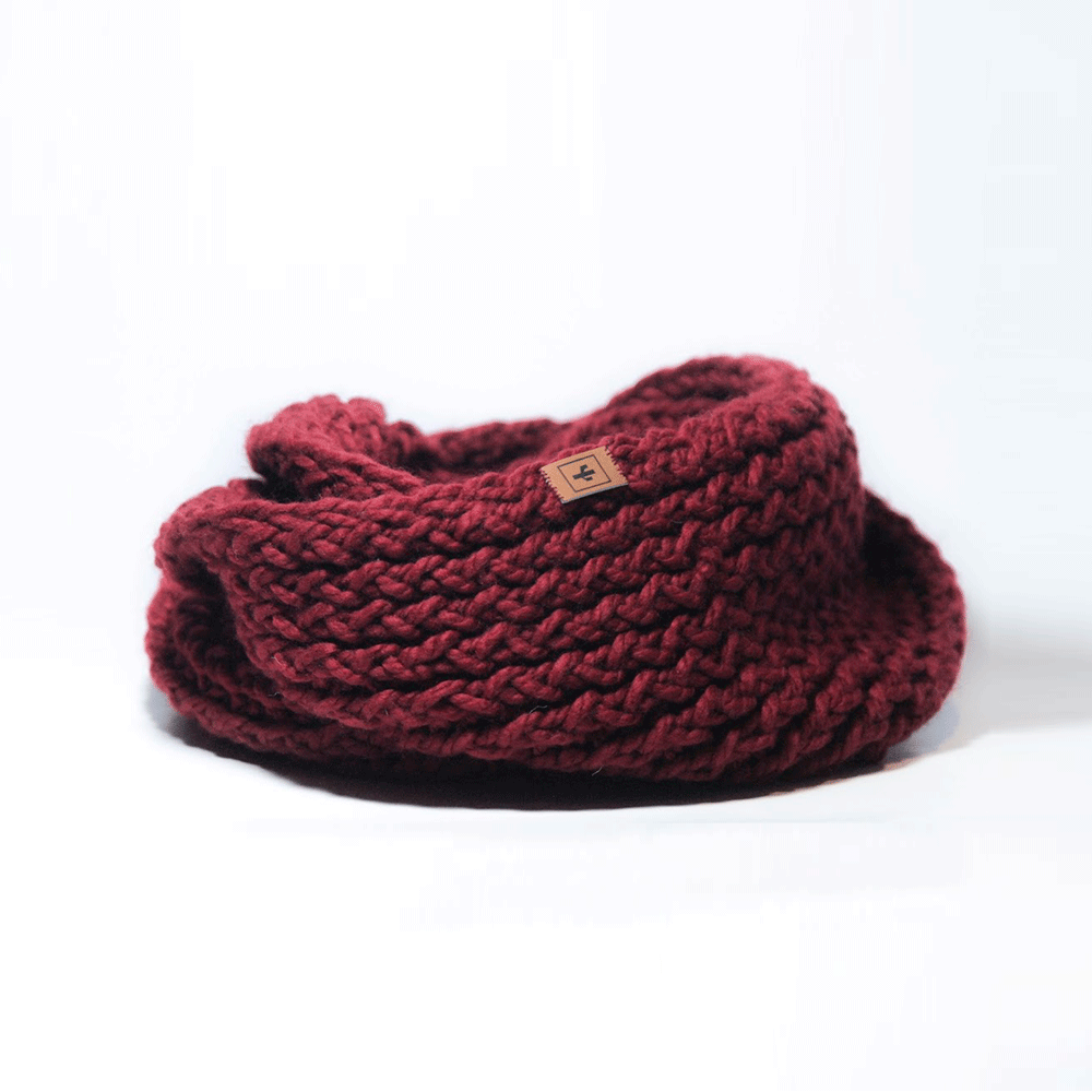 BUFANDA TEJIDA DOBLE VUELTA (GUINDA) by Kactus - HAF Perú