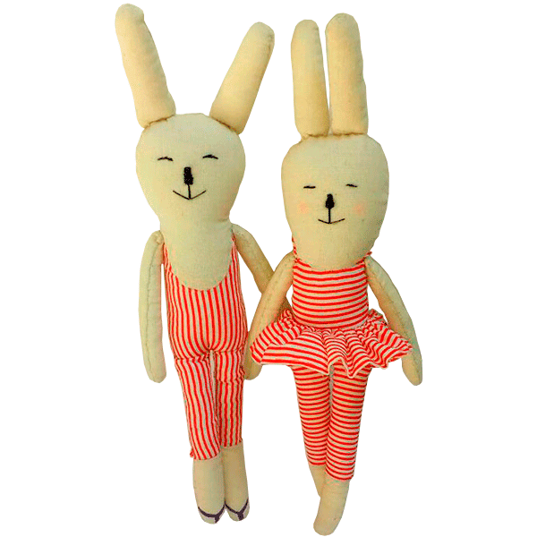 PAREJA DE CONEJOS ROPA DE BAÑO VINTAGE by CMMB - HAF Perú