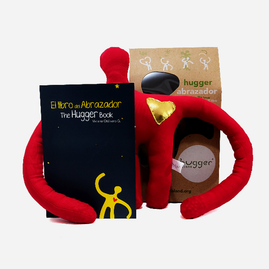 LIBRO "LA ISLA DE LOS ABRAZADORES" + ABRAZADOR (ROJO) by Hugger Island