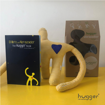 LIBRO "LA ISLA DE LOS ABRAZADORES" + ABRAZADOR (RAYAS AMARILLO) by Hugger Island