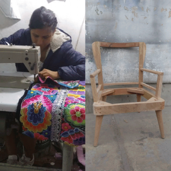 MUEBLE TERCIOPELADO ESPAÑOL CON BORDADO by Las Polleras de Agus - HAF Perú