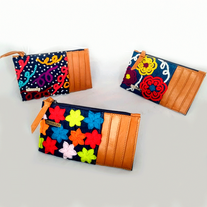 PORTATARJETAS DE CUERO CON BORDADO by Runakay - HAF Perú