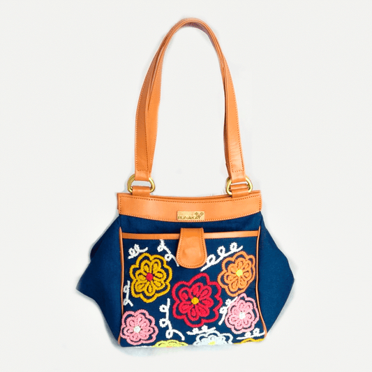 CARTERA JEAN BORDADO A MANO, DE CUERO by Runakay - HAF Perú